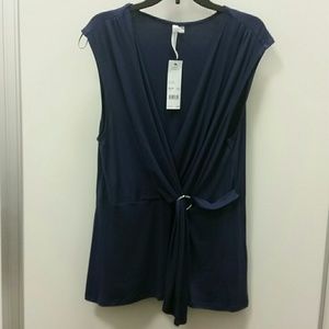 NY Collection Sleeveless Tie with Metal Ring